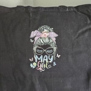 Black Tote Bag with Graphic Design